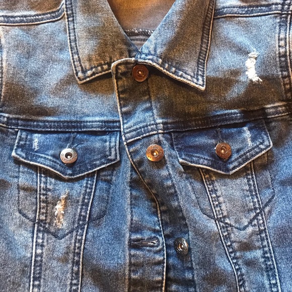 Diane Gilman distressed jean denim jacket xs - Picture 8 of 8